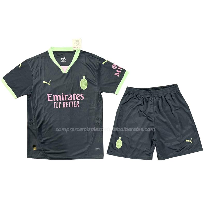 camisola ac milán crianças equipamento alternativo 2024-25