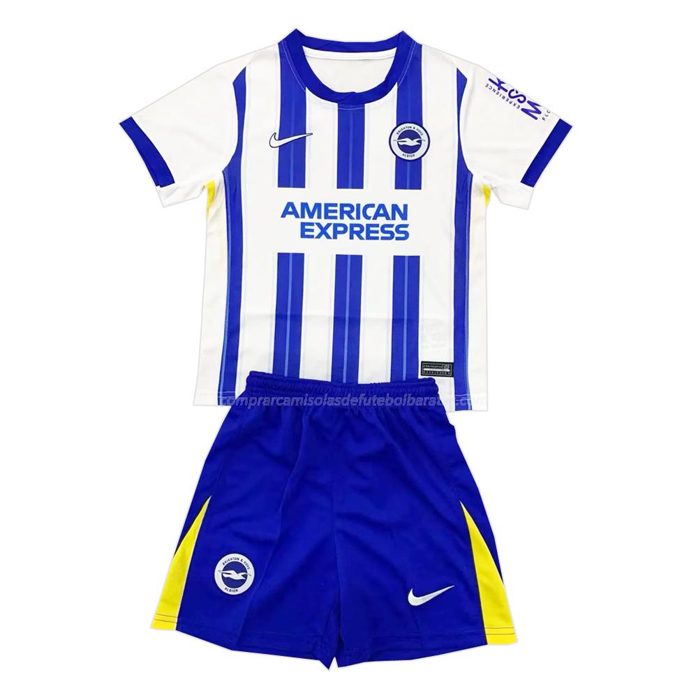 camisola brighton hove albion crianças equipamento principal 2024-25