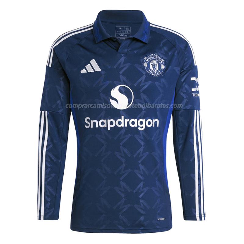 camisola manchester united manga comprida equipamento suplente 2024-25