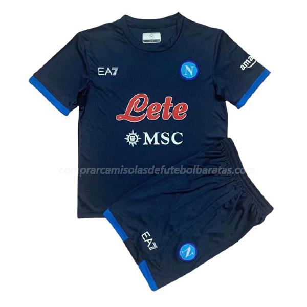 camisola napoli crianças azul-marinho para 2021-22