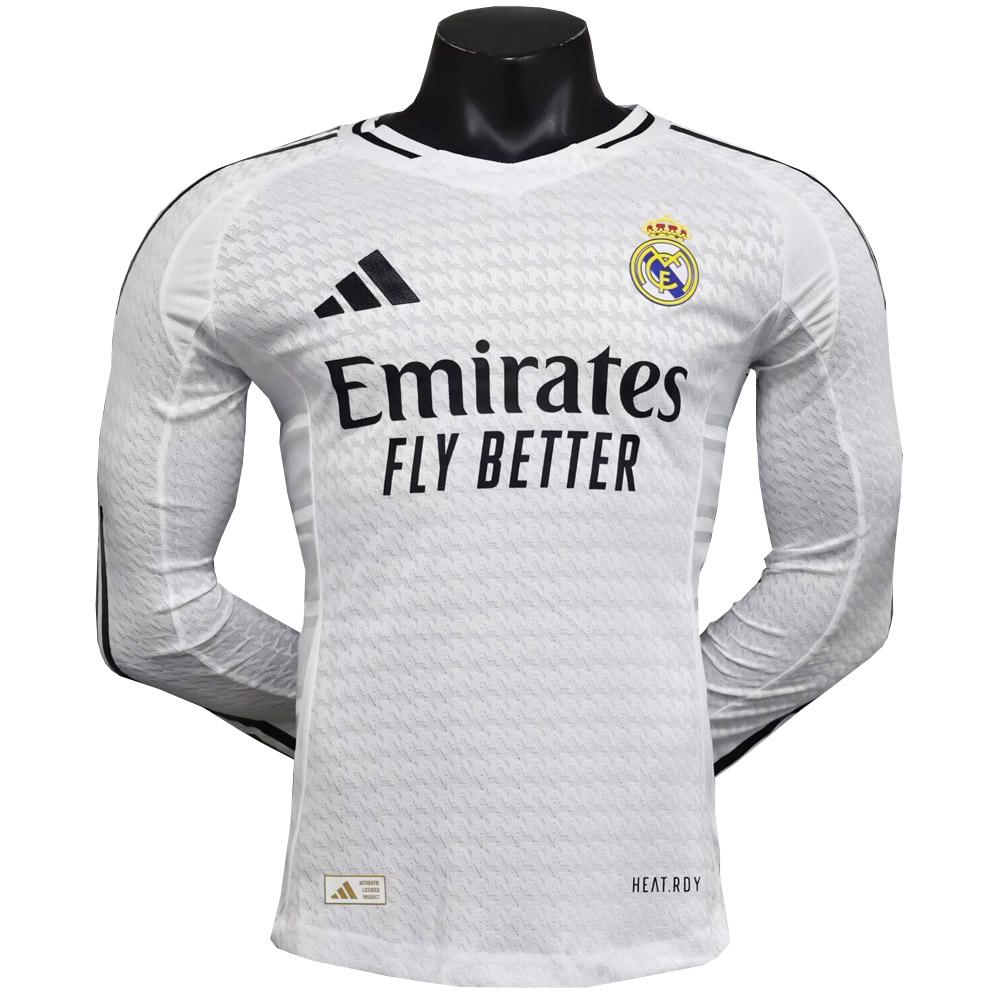 camisola real madrid manga comprida edição player equipamento principal 2024-25