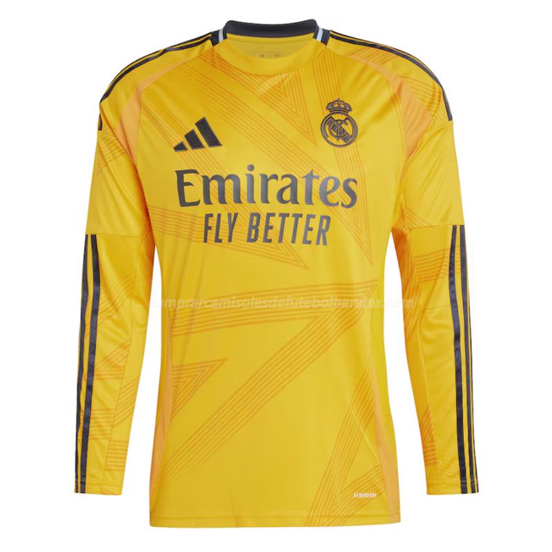 camisola real madrid manga comprida equipamento suplente 2024-25